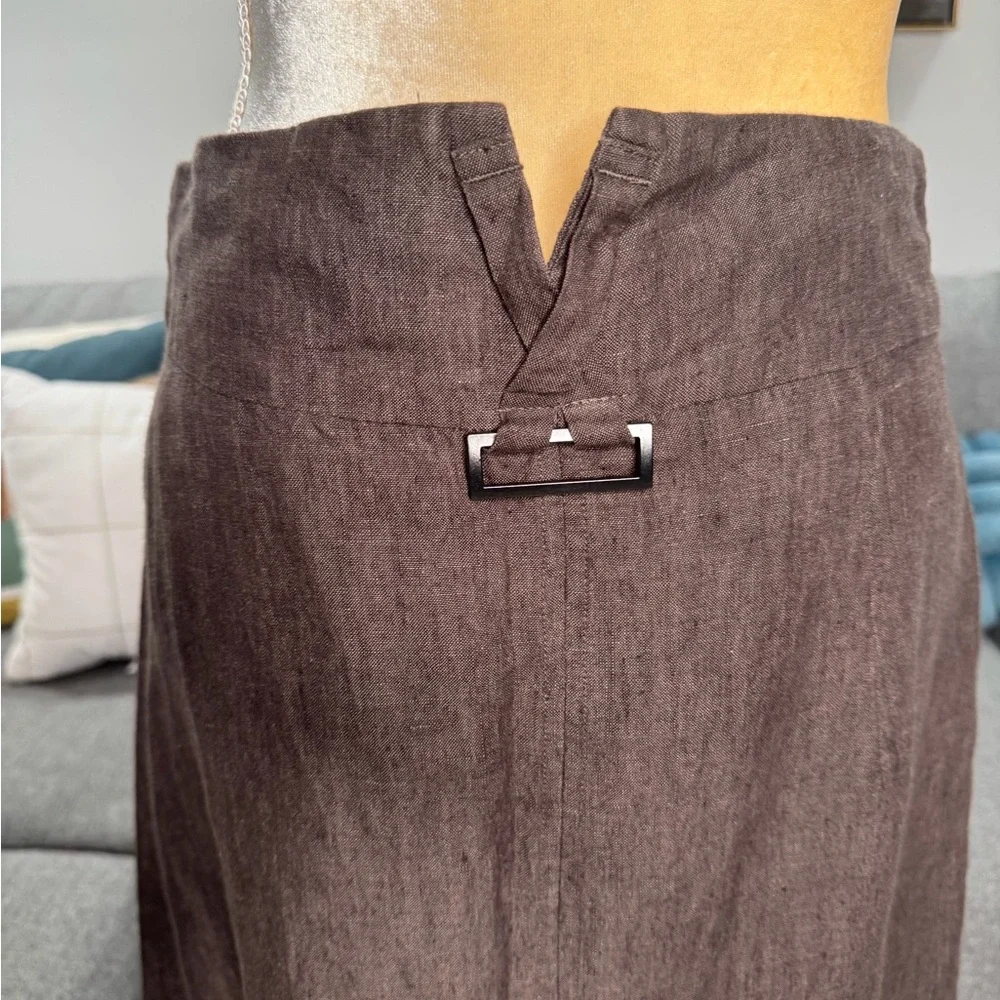 Adolfo Dominguez Brown Maxi A-Line Linen Skirt - Picture 6 of 13
